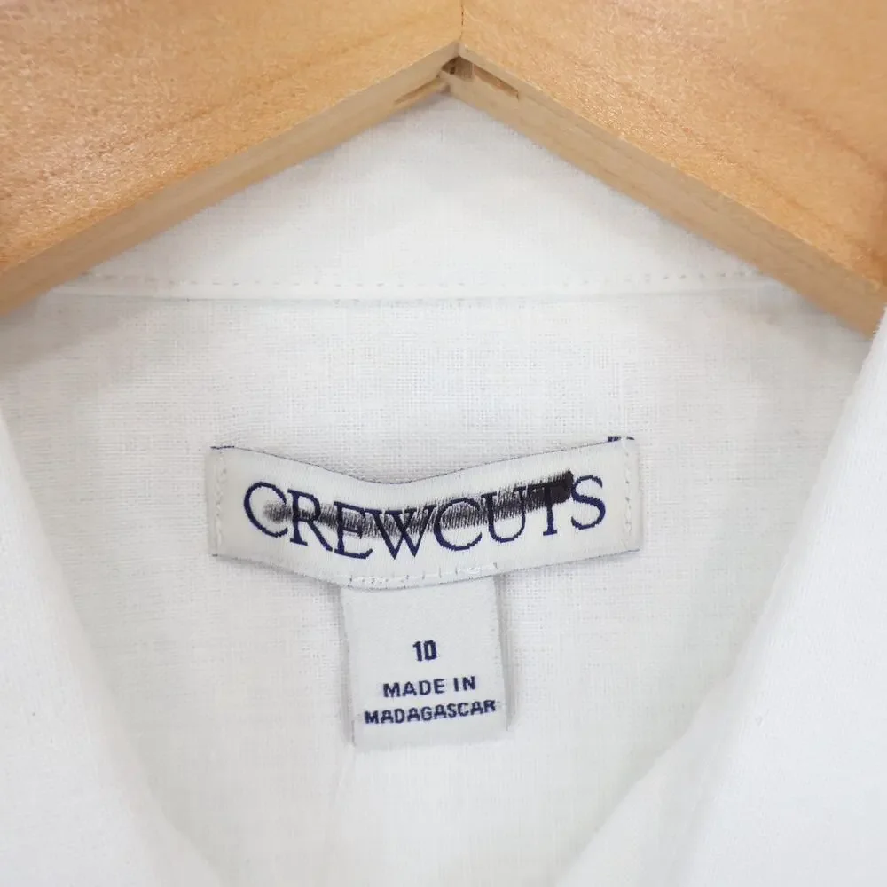 NWT J.Crew Crewcuts Kids' Button-Down Linen-Blend Shirt White Unisex Size 10